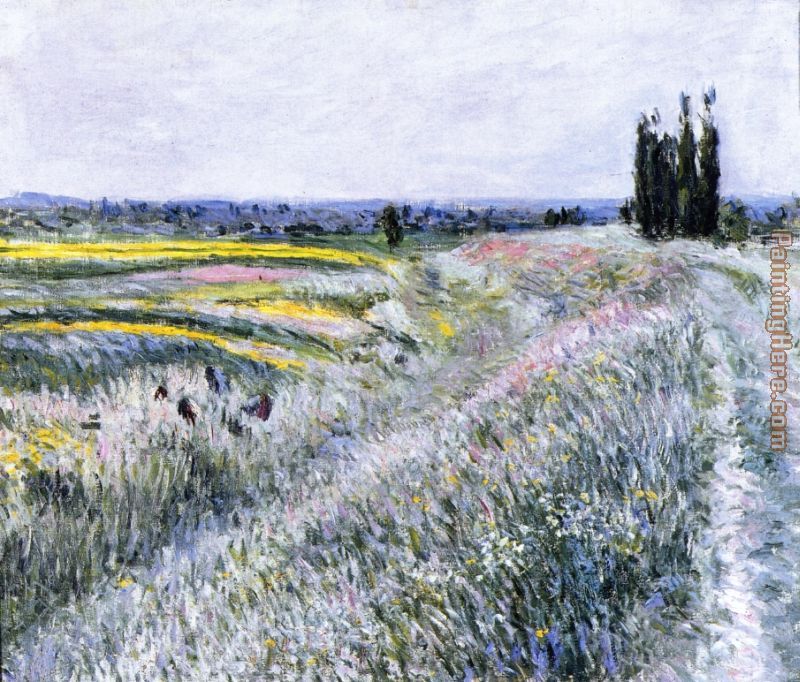 The Plain at Gennevilliers, Group of Poplars painting - Gustave Caillebotte The Plain at Gennevilliers, Group of Poplars art painting